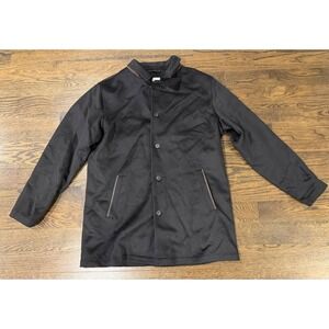 Peter Millar Crown Fleece Overcoat Mens Large Black Wool Cashmere Coat Classic